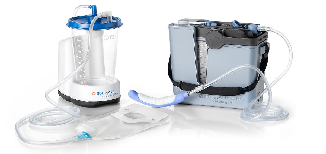 PureWick Portable Collection System with PureWickTM Flex Female External Catheter and PureWickTM Urine Collection System with PureWick Male External Catheter