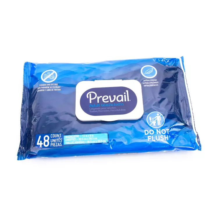 Prevail<sup>&reg;</sup> Disposable Adult Washcloth with Press-n-Pull Lid, 12" x 8"